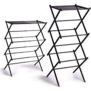 BINO 3-Tier Collapsible Drying Racks | Black | Laundry Foldable Rack | Air Drying & Hanging | Foldable Portable Indoor & Outdoor | Space Saving Clothes Dryer Stand