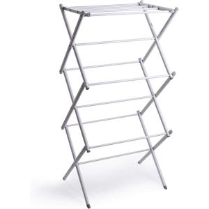 BINO 3-Tier Collapsible Drying Racks | White | Air Drying & Hanging | Foldable Portable Indoor & Outdoor | Space Saving Clothes Dryer Stand | Home Dorm Apartment Essentials