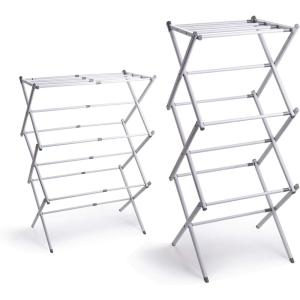 BINO 3-Tier Collapsible Drying Racks | White | Laundry Foldable Rack | Air Drying & Hanging | Foldable Portable Indoor & Outdoor | Space Saving Clothes Dryer Stand
