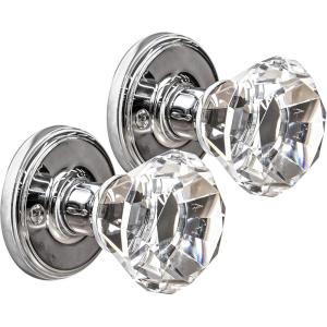 BINO Crystal Functional Interior Door Knobs Set – Chrome – Crystal Door Knobs Interior Crystal Knobs Door Knob