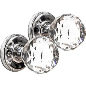 BINO Crystal Functional Interior Door Knobs Set, Chrome – Crystal Door Knobs Interior Crystal Knobs Door Knob