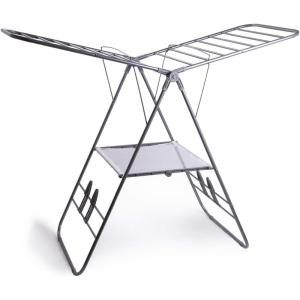 BINO Gullwing Steel Drying Rack Foldable, Sturdy, and Collapsible Laundry Solution – Collapsing Laundry Drying Rack – Space Saving – Home Essentials (Silver)