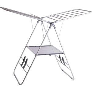 BINO Gullwing Steel Drying Rack Foldable, Sturdy, and Collapsible Laundry Solution – Collapsing Laundry Drying Rack – Space Saving – Home Essentials (White)