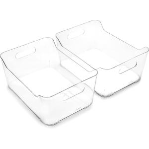 BINO Plastic Storage Bins – Small 2 Pack, White – THE SOHO COLLECTION – Pantry Organizers and Fridge Organizer(Clear)