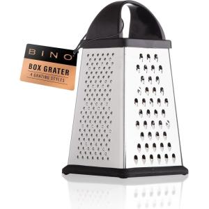 BINO Stainless Steel Multifunctional Box Grater | Four-Sided Box Grater | Standing Cheese Grater | Kitchen Food Grater | Vegetable Grater | Potato & Carrot Grater | Kitchen Utensils | Kitchen Tools