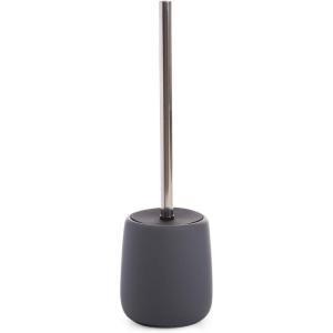 BINO Toilet Brush with Holder – Silicone Coated Ceramic, Light Grey – Bowl Cleaner(Gray)