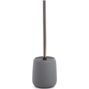 BINO Toilet Brush with Holder – Silicone Coated Ceramic, Light Grey – Bowl Cleaner(Light Grey)