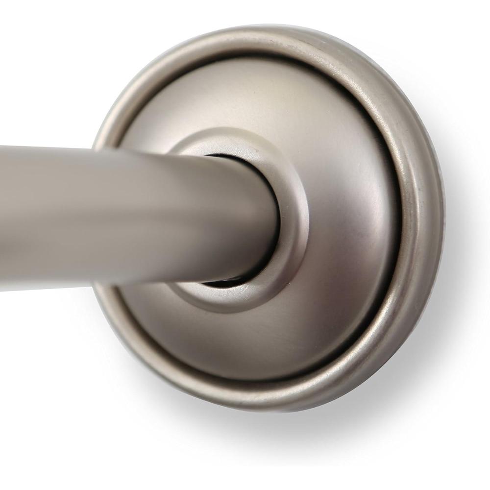 image:imageBINO  Adjustable Curved Shower Curtain Rod Brushed Nickel  48to 72 Wall Mounted  Shower Rod Expandable  Bathroom Accessories  Shower Rods For Bathroom