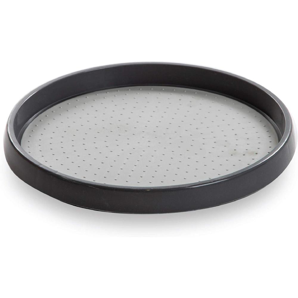 image:imageBINO 12Inch Lazy Susan Turntable Spice Organizer Grey  Plastic Rotating Lazy Susan Organizer Tray for Kitchen Pantry Refrigerator Freezer Cabinet and Countertops