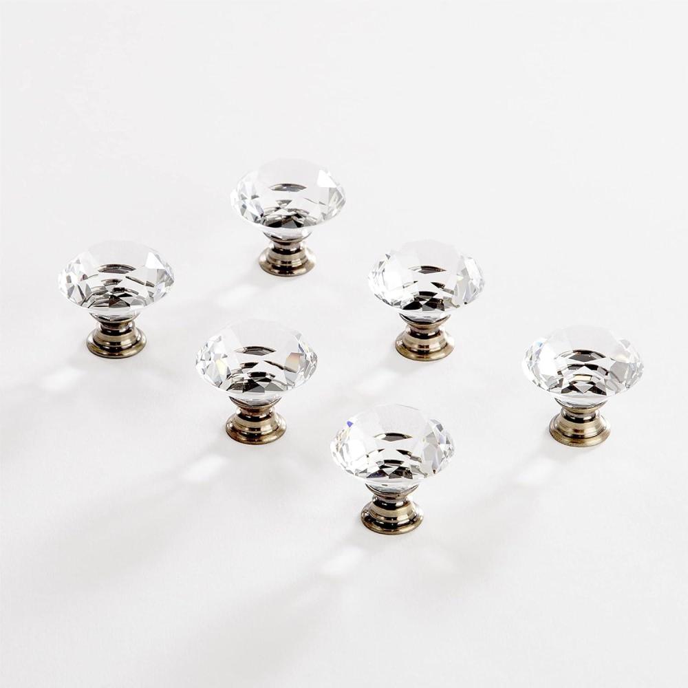 image:imageBINO 6Pack Crystal Drawer Knobs  125 Diameter 32mm Bronze  Dresser Knobs for Dresser Drawers Crystal Knobs and Pulls Handles