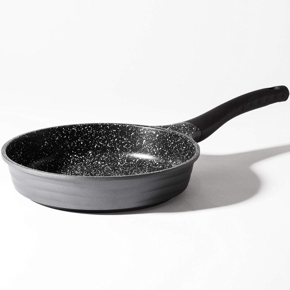 image:imageBINO Cookware Nonstick Frying Pan 78 Inch  Matte Grey  THE WAVE COLLECTION  Premium Quality Nonstick Cast Aluminum Nonstick Pan Egg Pan Omelette Pan  StayCool BAKELITE Handles  NonToxic