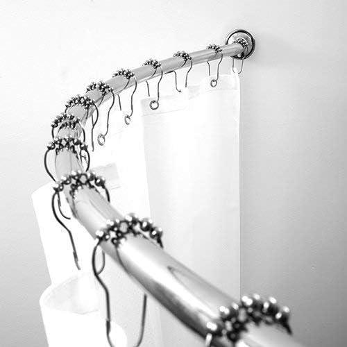 image:imageBINO Expandable Curved Shower Curtain Rod  Polished Chrome 48to 72Extendable Shower Rod  Adjustable Shower Curtain Rod with ScrewMounted Hardware  Easy Install RustResistant Curtain Rods
