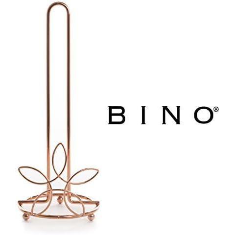 image:imageBINO Lily Kitchen Paper Towel Holder Rose Gold  Free Standing Decorative Easy Tear Kitchen Paper Towel Roll Dispenser
