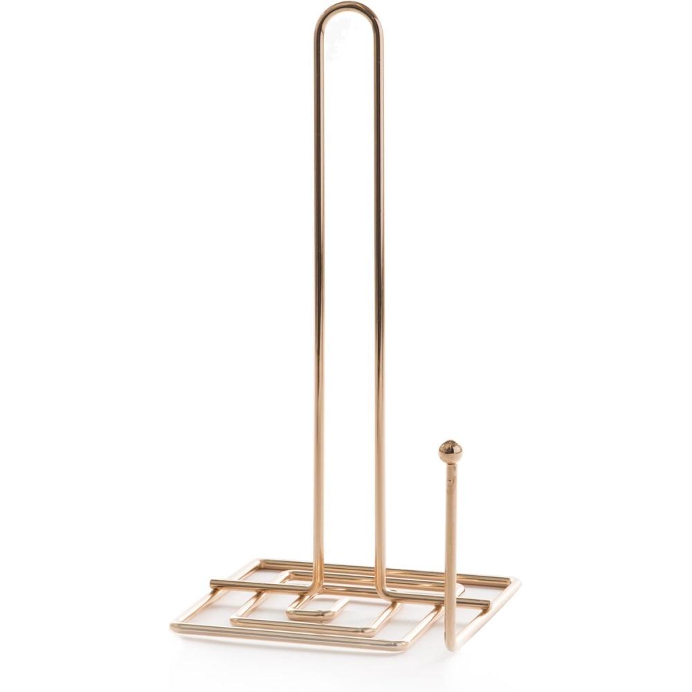 image:imageBINO Metro Paper Towel Holder Gold  Free Standing Decorative Easy Tear Kitchen Paper Towel Roll Dispenser
