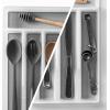 BINO | 5-Slot Silverware Organizer | Small Frosted Cutlery Tray | Silverware Storage for Drawer | BPA-Free Plastic Organizers with Soft-Grip Lining and Rounded Corners(Frosted)