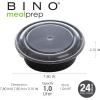 BINO | Food Containers with Cover | Black 12-Piece Set, 33 oz. 1 Compartment | Meal Storage Containers| Microwave-Safe, Freezer-Safe, and Dishwasher-Safe, BPA-Free Plastic Containers with Lids