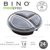 BINO | Food Containers with Cover | Black 12-Piece Set, 33 oz. 3 Compartments | Meal Storage Containers| Microwave-Safe, Freezer-Safe, and Dishwasher-Safe, BPA-Free Plastic Containers with Lids