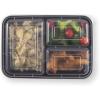 BINO | Food Containers with Cover | Black 12-Piece Set, 41 oz. 3 Compartments | Meal Storage Containers| Microwave-Safe, Freezer-Safe, and Dishwasher-Safe, BPA-Free Plastic Containers with Lids