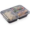 BINO | Food Containers with Cover | Black 12-Piece Set, 41 oz. 3 Compartments | Meal Storage Containers| Microwave-Safe, Freezer-Safe, and Dishwasher-Safe, BPA-Free Plastic Containers with Lids