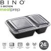 BINO | Food Containers with Cover | Light Blue 12-Piece Set, 30 oz. 2 Compartments | Meal Storage Containers| Microwave-Safe, Freezer-Safe, and Dishwasher-Safe, BPA-Free Plastic Containers with Lids