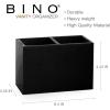 BINO | Multi-Purpose 2 Compartment Organizer – Elegant Makeup Brush & Toothbrush Holder for Bathroom and Vanity | Marble Stylish Accessories for Organization (Matte Black)(Matte Black)