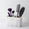 BINO | Multi-Purpose 2 Compartment Organizer – Elegant Makeup Brush & Toothbrush Holder for Bathroom and Vanity | Marble Stylish Accessories for Organization (Matte Black)(Matte Marble)
