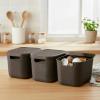 BINO | Plastic Storage Bins with Lids, 5.5 Liter – 3 Pack, Dark Brown | THE TWILL COLLECTION | Plastic Bins for Organization | Woven Storage Baskets for Organizing | Pantry Shelf Organizer Basket Bin(Dark Brown)