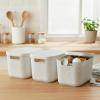 BINO | Plastic Storage Bins with Lids, 5.5 Liter – 3 Pack, Dark Brown | THE TWILL COLLECTION | Plastic Bins for Organization | Woven Storage Baskets for Organizing | Pantry Shelf Organizer Basket Bin(White)