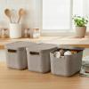 BINO | Plastic Storage Bins with Lids, 5.5 Liter – 3 Pack, Dark Brown | THE TWILL COLLECTION | Plastic Bins for Organization | Woven Storage Baskets for Organizing | Pantry Shelf Organizer Basket Bin(Taupe)