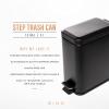 BINO | Rectangular Step Trash Can | 1.3 Gallon/5 Liter Stainless Steel Trash Can with Lid | Home or Office Bathroom Trash Cans with Lids | Kitchen Garbage Can with Non-Slip Stepper | Matte Black