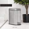 BINO | Rectangular Step Trash Can | 1.3 Gallon/5 Liter Stainless Steel Trash Can with Lid | Home or Office Bathroom Trash Cans with Lids | Kitchen Garbage Can with Non-Slip Stepper | Brushed Steel