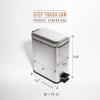 BINO | Rectangular Step Trash Can | 1.3 Gallon/5 Liter Stainless Steel Trash Can with Lid | Home or Office Bathroom Trash Cans with Lids | Kitchen Garbage Can with Non-Slip Stepper | Brushed Steel