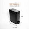 BINO | Rectangular Step Trash Can | 1.3 Gallon/5 Liter Stainless Steel Trash Can with Lid | Home or Office Bathroom Trash Cans with Lids | Kitchen Garbage Can with Non-Slip Stepper | Matte Black
