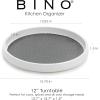 BINO 12-Inch Lazy Susan Turntable Spice Organizer, White – Plastic Rotating Lazy Susan Organizer Tray for Kitchen Pantry, Refrigerator, Freezer, Cabinet, and Countertops
