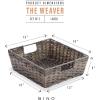 BINO 2 Pack Woven Resin Basket Organizer – Shelf Organizer with Built-in Carry Handles, Large – Light Grey