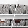 BINO 2 Pack Woven Resin Basket Organizer – Shelf Organizer with Built-in Carry Handles, Large – Light Grey