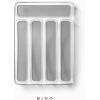 BINO 5-Slot Silverware Organizer for Drawer | Plastic Utensil Organizer for Kitchen Drawers | Silverware Tray for Drawer Organization | Utensil Kitchen Drawer Organizer w/Grip Lining (Aqua)(Light Grey)