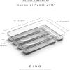 BINO 5-Slot Silverware Organizer for Drawer | Plastic Utensil Organizer for Kitchen Drawers | Silverware Tray for Drawer Organization | Utensil Kitchen Drawer Organizer w/Grip Lining (Aqua)(Light Grey)