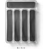 BINO 5-Slot Silverware Organizer for Drawer | Plastic Utensil Organizer for Kitchen Drawers | Silverware Tray for Drawer Organization | Utensil Kitchen Drawer Organizer w/Grip Lining (Aqua)(Grey)