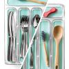 BINO 5-Slot Silverware Organizer for Drawer | Plastic Utensil Organizer for Kitchen Drawers | Silverware Tray for Drawer Organization | Utensil Kitchen Drawer Organizer w/Grip Lining (Aqua)(Aqua)