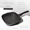 BINO Cookware Nonstick Grill Pan, 3.7 Quart – Matte Grey | THE WAVE COLLECTION | Premium Quality Nonstick Cast Aluminum Skillet | Stay-Cool BAKELITE™ Handles | Non-Toxic
