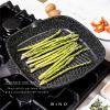 BINO Cookware Nonstick Grill Pan, 3.7 Quart – Matte Grey | THE WAVE COLLECTION | Premium Quality Nonstick Cast Aluminum Skillet | Stay-Cool BAKELITE™ Handles | Non-Toxic