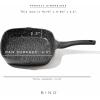 BINO Cookware Nonstick Grill Pan, 3.7 Quart – Matte Grey | THE WAVE COLLECTION | Premium Quality Nonstick Cast Aluminum Skillet | Stay-Cool BAKELITE™ Handles | Non-Toxic