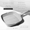 BINO Cookware Nonstick Grill Pan, 3.7 Quart – Matte Light Grey | THE WAVE COLLECTION | Premium Quality Nonstick Cast Aluminum Skillet | Stay-Cool BAKELITE™ Handles | Non-Toxic