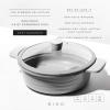 BINO Cookware Nonstick Low Stock Pot with Lid, 4.5 Quart – Matte Light Grey | THE WAVE COLLECTION | Premium Quality Nonstick Cast Aluminum Low Casserole | Stay-Cool BAKELITE Handles | Non-Toxic