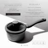 BINO Cookware Nonstick Saucepan with Lid, 1.4 Quart – Matte Grey | THE WAVE COLLECTION | Premium Quality Nonstick Cast Aluminum Cooking Pot Sauce Pot | Stay-Cool BAKELITE Handle | Non-Toxic