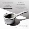 BINO Cookware Nonstick Saucepan with Lid, 1.4 Quart – Matte Light Grey | THE WAVE COLLECTION | Premium Quality Nonstick Cast Aluminum Cooking Pot Sauce Pot | Stay-Cool BAKELITE Handle | Non-Toxic