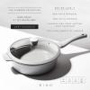BINO Cookware Nonstick Saute Pan, 3.7 Quart – Matte Light Grey | THE WAVE COLLECTION | Premium Quality Nonstick Cast Aluminum Deep Frying Pan | Stay-Cool BAKELITE™ Handles | Non-Toxic