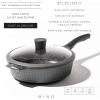 BINO Cookware Nonstick Saute Pan, 3.8 Quart – Matte Grey | THE DIAMOND COLLECTION | Premium Quality Nonstick Cast Aluminum Deep Frying Pan | Stay-Cool BAKELITE™ Handles | Non-Toxic