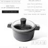 BINO Cookware Nonstick Stock Pot with Lid, 2.5 Quart – Matte Grey | THE DIAMOND COLLECTION | Premium Quality Nonstick Cast Aluminum Casserole Stockpot | Stay-Cool BAKELITE Handles | Non-Toxic